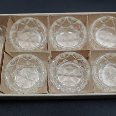 Vintage Czech Bohemia Glass Salt Dips & Spoons w/ Boxes