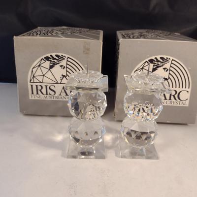 Vintage Pair of Iris Arc Crystal Candle Holders