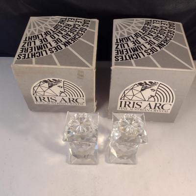 Vintage Pair of Iris Arc Crystal Candle Holders