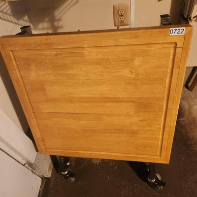 Folding Wood Top Kitchen Island on Casters