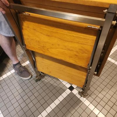 Folding Wood Top Kitchen Island on Casters