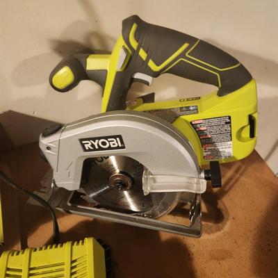 Ryobi 18v Battery Tool Lot Tiller , Circular Saw, One+Jobplus Tool