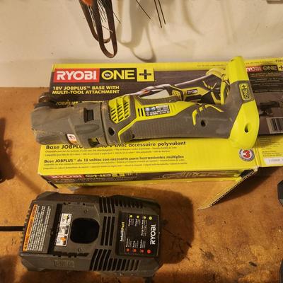 Ryobi 18v Battery Tool Lot Tiller , Circular Saw, One+Jobplus Tool