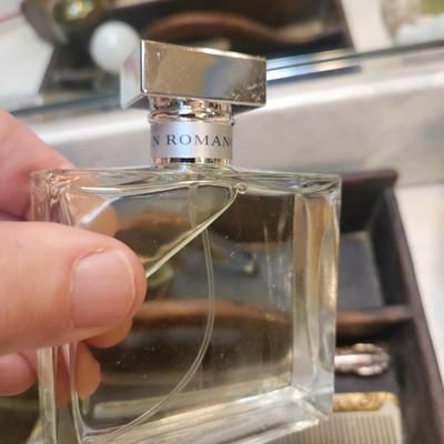 Vintage Wood Tray with Perfume Bottles Hanae Mori Ralph lauren Romance