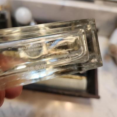 Vintage Wood Tray with Perfume Bottles Hanae Mori Ralph lauren Romance