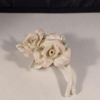 Lenox Porcelain Rose Design Pin- Approx 3 1/2" Long