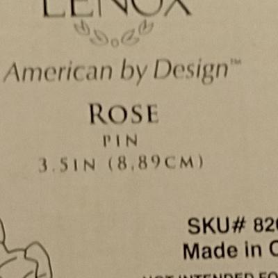 Lenox Porcelain Rose Design Pin- Approx 3 1/2" Long