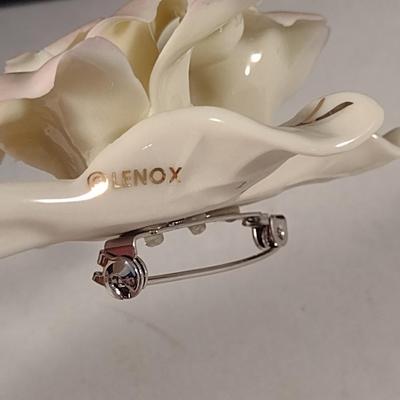 Lenox Porcelain Rose Design Pin- Approx 3 1/2" Long