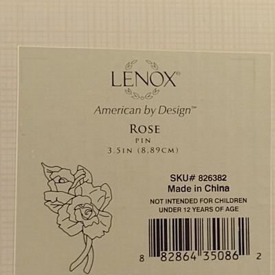 Lenox Porcelain Rose Design Pin- Approx 3 1/2" Long