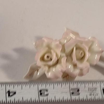 Lenox Porcelain Rose Design Pin- Approx 3 1/2" Long