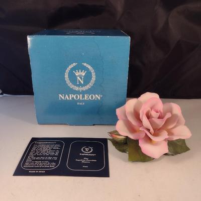 Napoleon Italian Porcelain Rose Figurine- Approx 3 3/4" Tall. 5" Wide