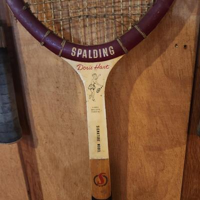 Wall of Vintage Tennis Racquetball Rackets