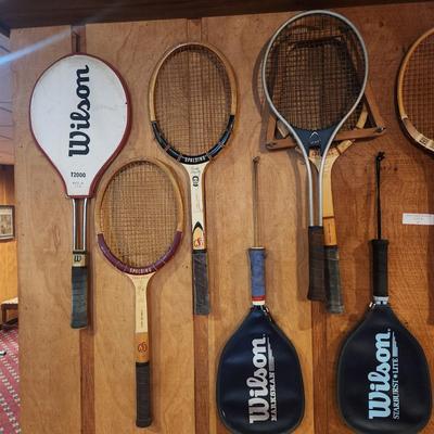 Wall of Vintage Tennis Racquetball Rackets