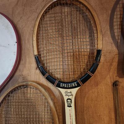 Wall of Vintage Tennis Racquetball Rackets