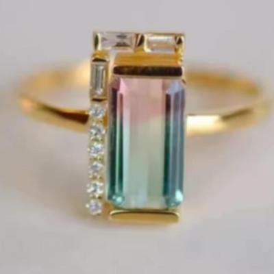 Watermelon Tourmaline & Topaz Ring