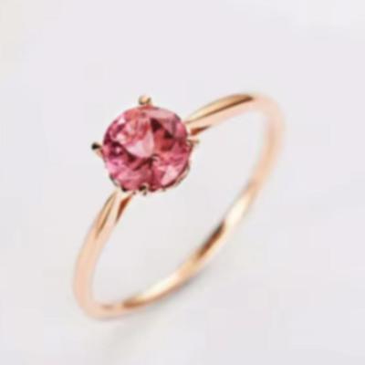Round Cut Tourmaline Ring Rose Gold