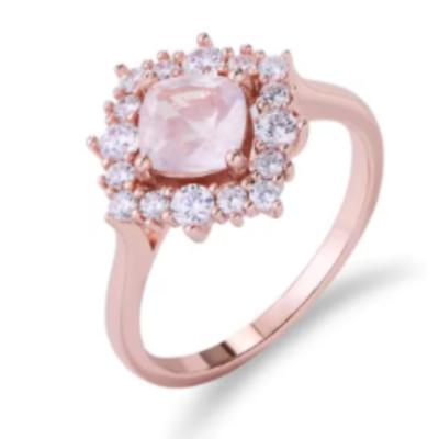 925 Rose Gold Pink Morganite & Topaz Ring