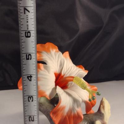 Burgues USA Porcelain Hibiscus Figurine- Limited Edition 107/200- Approx 5 1/2" Tall, 6" Wide