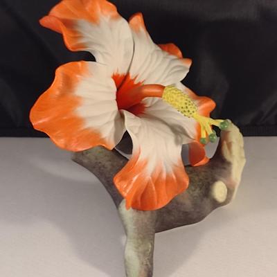 Burgues USA Porcelain Hibiscus Figurine- Limited Edition 107/200- Approx 5 1/2" Tall, 6" Wide