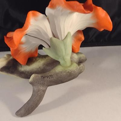 Burgues USA Porcelain Hibiscus Figurine- Limited Edition 107/200- Approx 5 1/2" Tall, 6" Wide