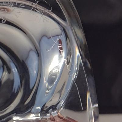 Baccarat Crystal Ice Skater on Pond Sculpture 'Crystal Morning'- Signed by Artist- Approx 8 1/4" Wide, 4 1/2" Tall