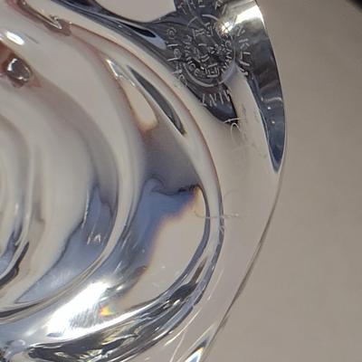 Baccarat Crystal Ice Skater on Pond Sculpture 'Crystal Morning'- Signed by Artist- Approx 8 1/4" Wide, 4 1/2" Tall