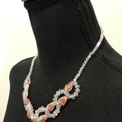 Gorgeous Australian crystal light pink, and clear, elegant beautiful necklace