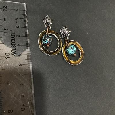 Super cute silver tone enameled earrings