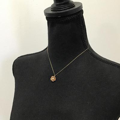 Vintage, dainty gold, toned, rhinestone flower necklace