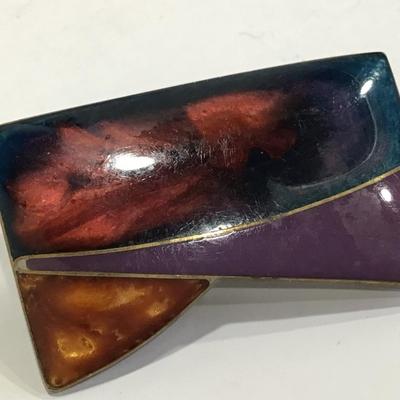 Brass Multi Color Vintage Brooch