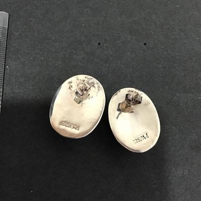 Vintage, 925 sterling, silver stud earrings chunky large