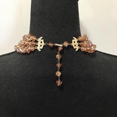 Gorgeous, vintage, multi strand Champagne colored plastic type bead statement necklace