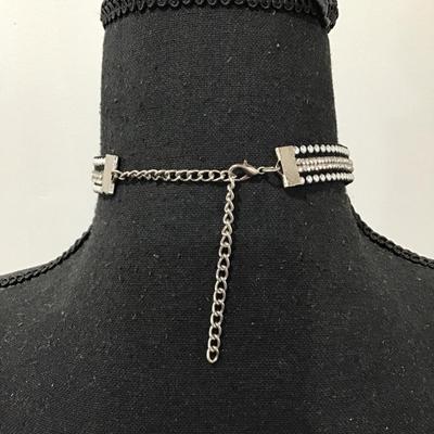 Black suede, rhinestone, studded choker