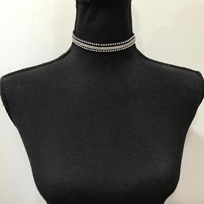 Black suede, rhinestone, studded choker