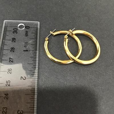 Vintage, gold, toned, metal hoop, earrings