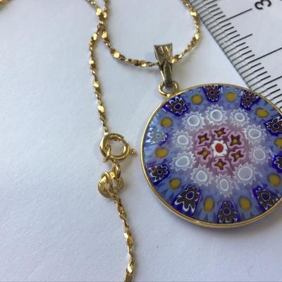 Italy 925 Chain and pendant Milfori Glass