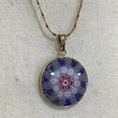 Italy 925 Chain and pendant Milfori Glass