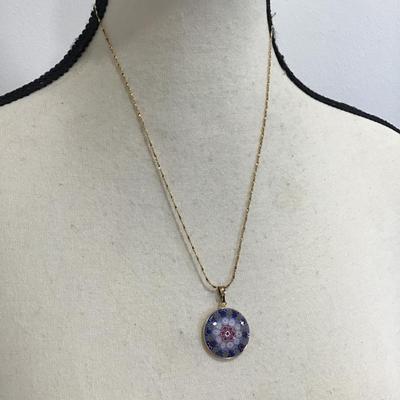 Italy 925 Chain and pendant Milfori Glass