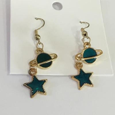 Cool planet, deep, blue turquoise dangle earrings