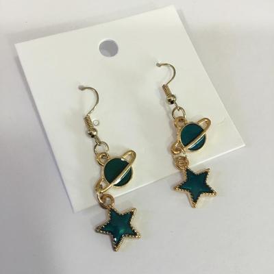 Cool planet, deep, blue turquoise dangle earrings