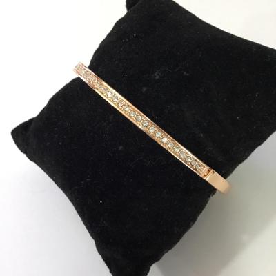 Pretty rose, gold, toned, rhinestone, locking bracelet