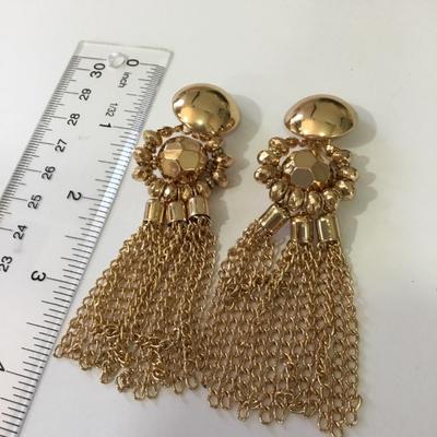 Gold tone, statement, earrings clip on
