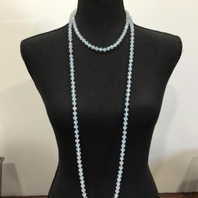 Beautiful long opalite glass bead necklace