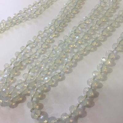 Beautiful long opalite glass bead necklace