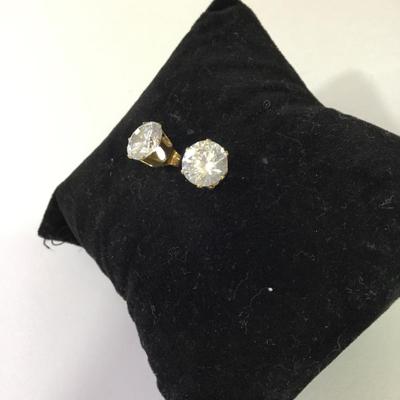 Beautiful, vintage, crystal rhinestone stud, earrings, gold toned