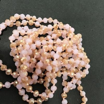 Pink And Beige Glass Necklace