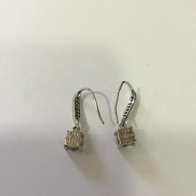 Beautiful CZ rose, gold, toned dangle earrings
