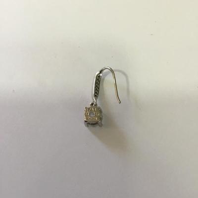 Beautiful CZ rose, gold, toned dangle earrings