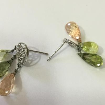 Beautiful multicolor crystal 925 silver dangle earrings