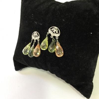 Beautiful multicolor crystal 925 silver dangle earrings